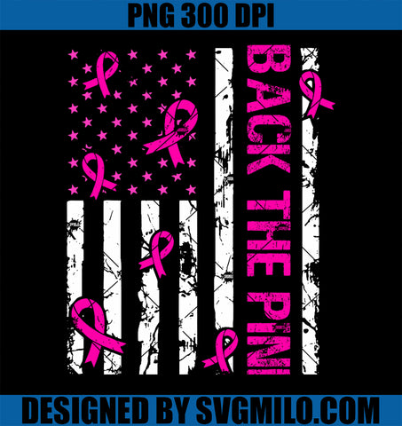 Back The Pink American Flag Breast Cancer Awareness October PNG