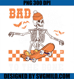 Bad To The Bone PNG, Skateboarding Skeleton PNG