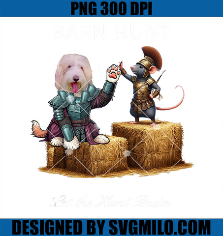 Barn Hunt Lover PNG, Cute Warrior Rat and Bearded Collie PNG