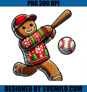 Baseball Christmas Gingerbread Man Baseball Ugly Christmas PNG