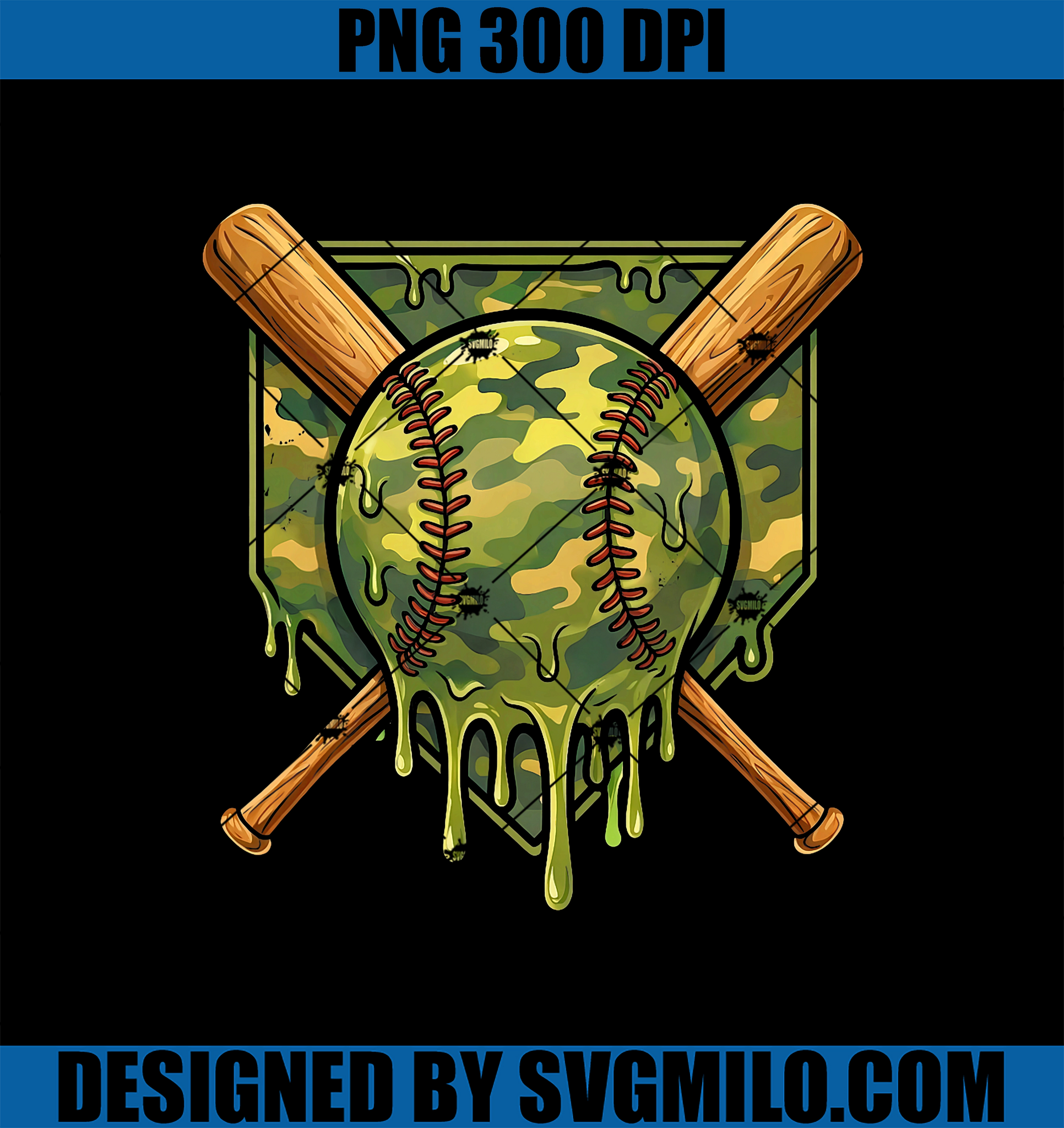 Baseball Drip For Boys Ice Cream Dripping Boys PNG, Baseball Camo PNG