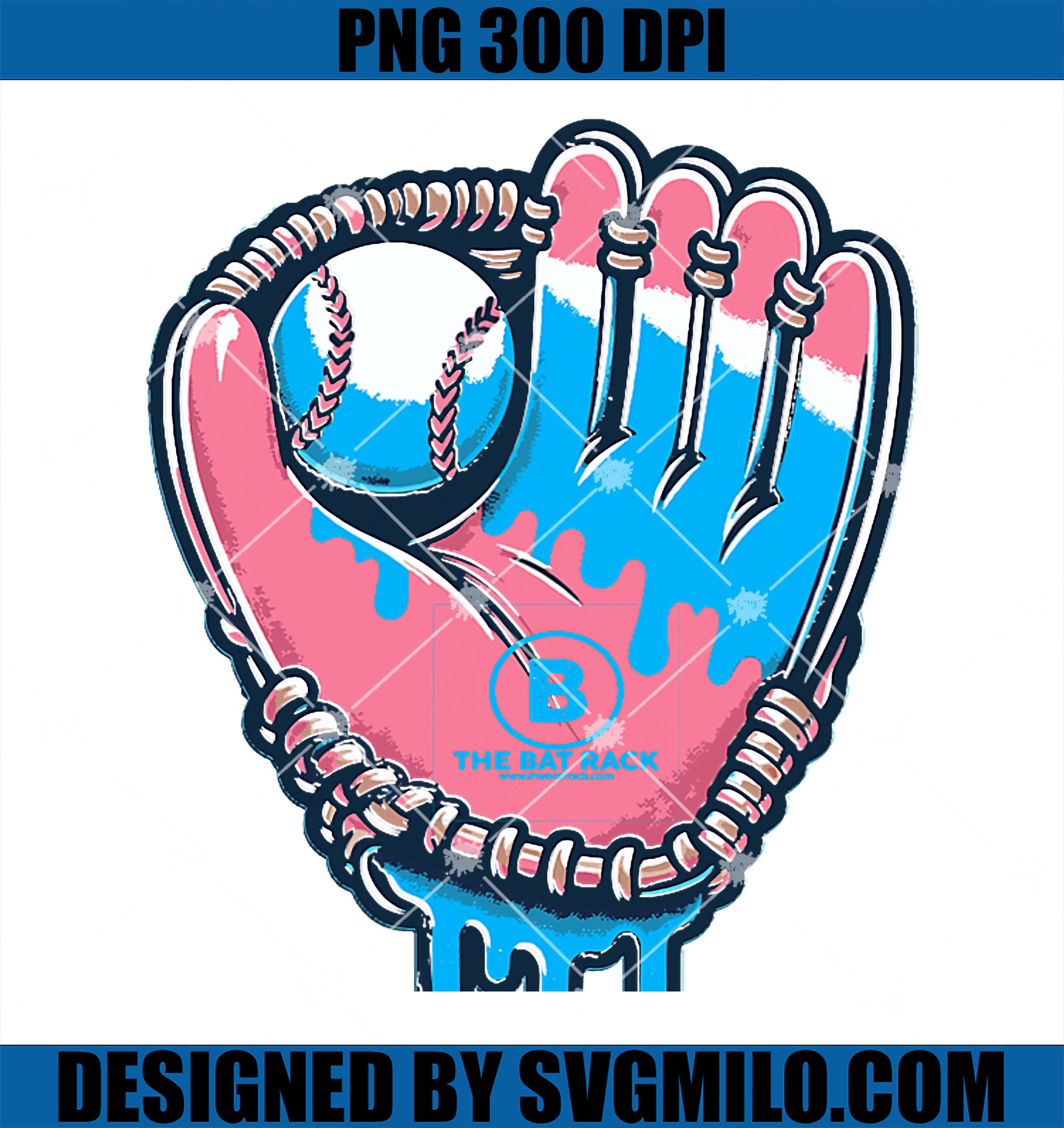 Baseball Glove Cotton Candy Drip PNG