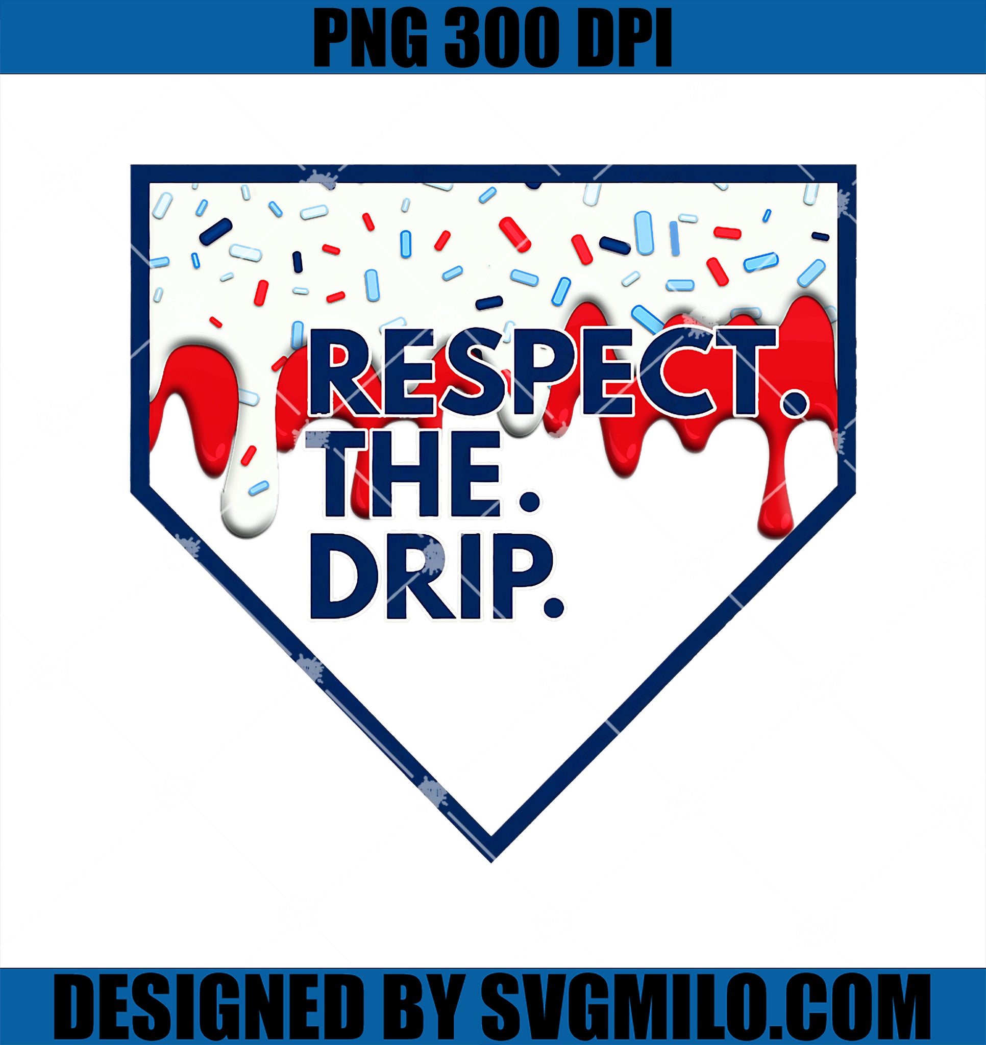 Baseball Home Plate Drip for Boys Ice Cream Spinkle PNG