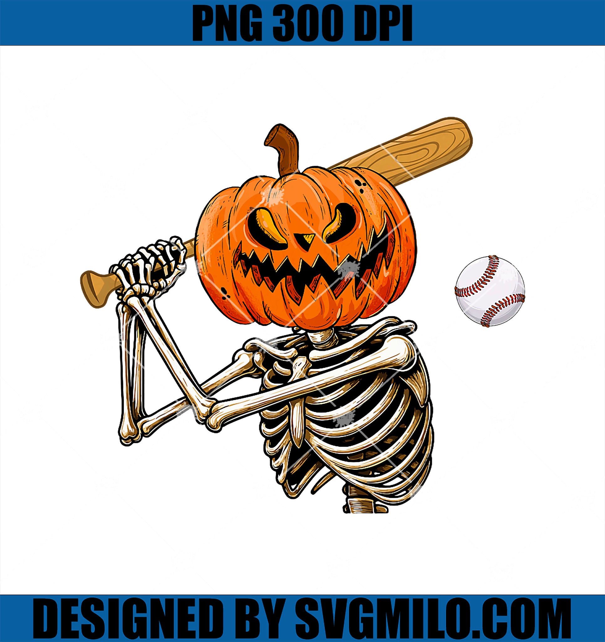 Baseball Player Skeleton PNG, With Moon Halloween PNG