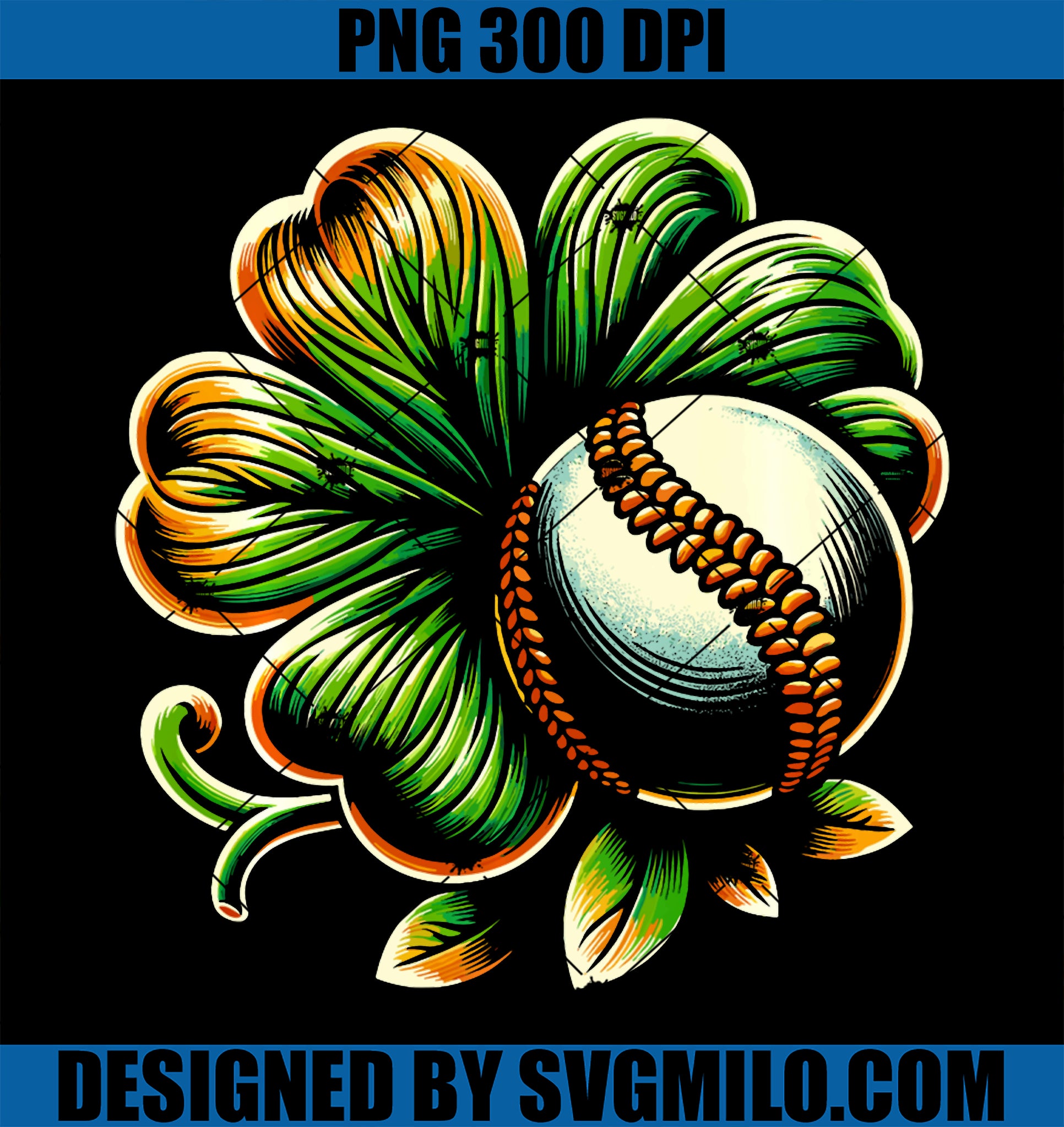 Baseball Shamrock St Patricks Day PNG, Baseballer Saint Patrick PNG