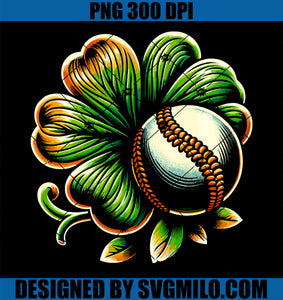 Baseball Shamrock St Patricks Day PNG, Baseballer Saint Patrick PNG