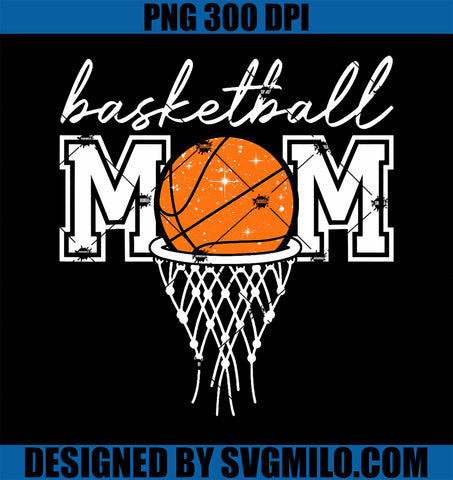 Basketball Mom Mother Leopard Basketball Hoop Net Game Day PNG