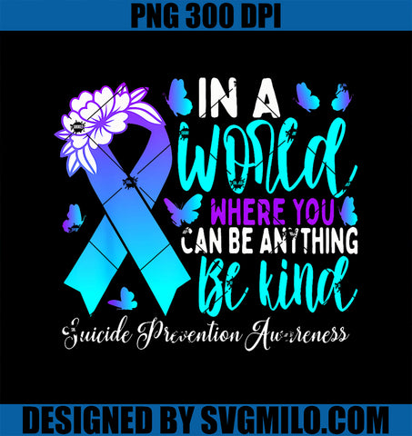 Be Kind Teal Purple Ribbon Suicide Prevention Awareness PNG