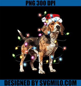 Beagle Dog Christmas Lights PNG, Xmas Dog Lover PNG