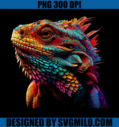 Bearded Dragon Lover Fun Colorful Cool Painting Art Cute Pet PNG