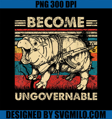 Become Ungovernable PNG, Funny Moo-Deng Cute Baby Hippo Meme PNG