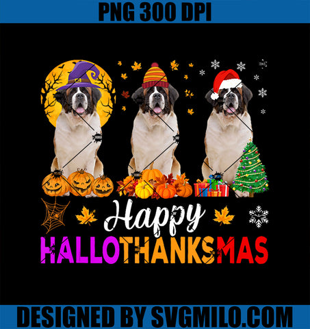 Bernard Dog Halloween Christmas PNG, Happy Hallothanksmas PNG