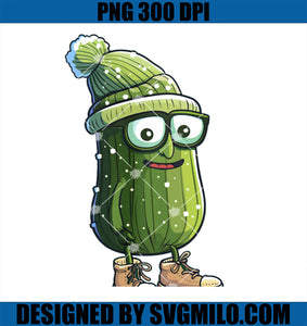 Bespectacled Pickle With Winter Hat PNG