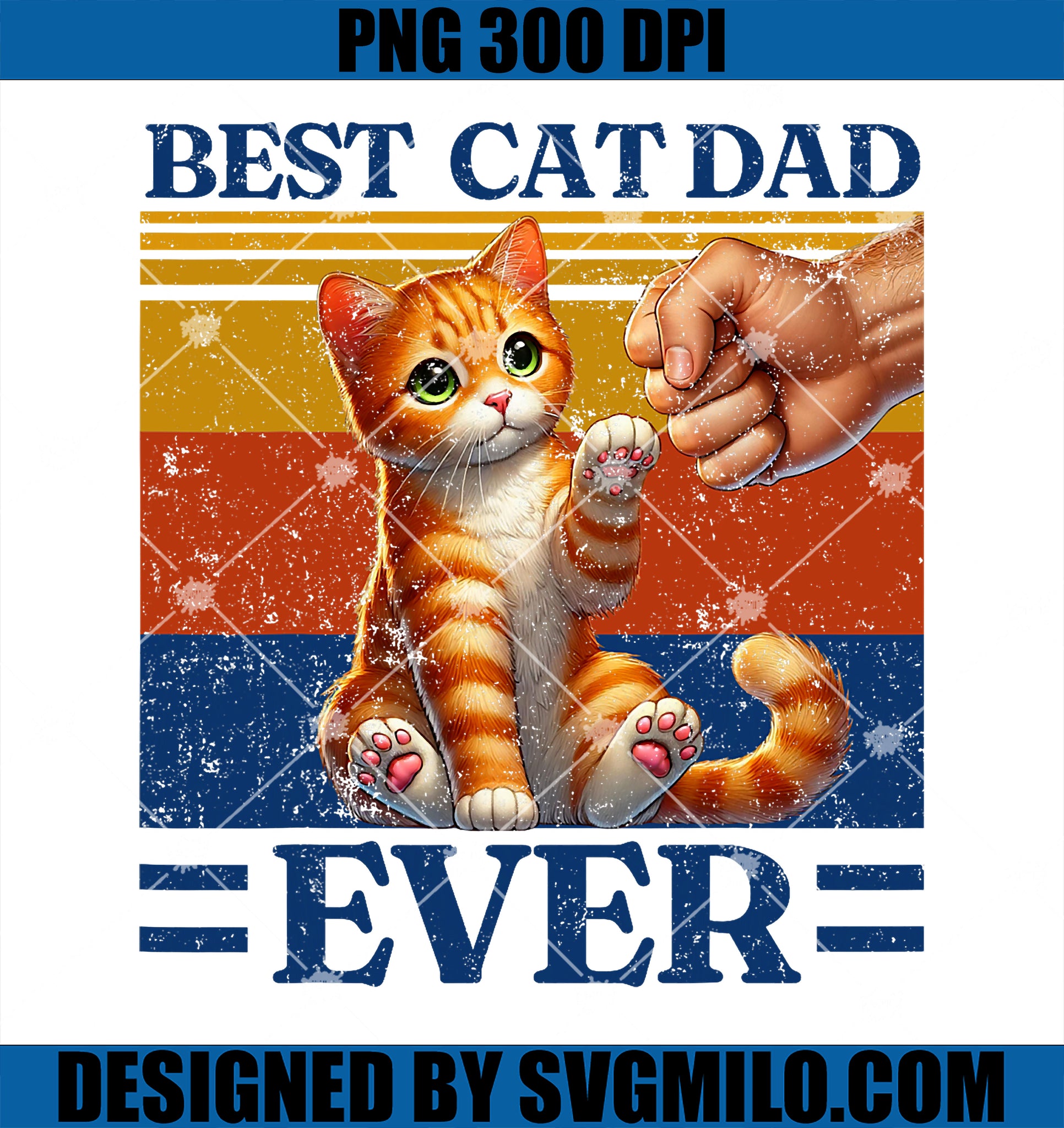 Best Cat Dad Ever Vintage PNG, Best Tabby Cat Dad Orange Tabby PNG