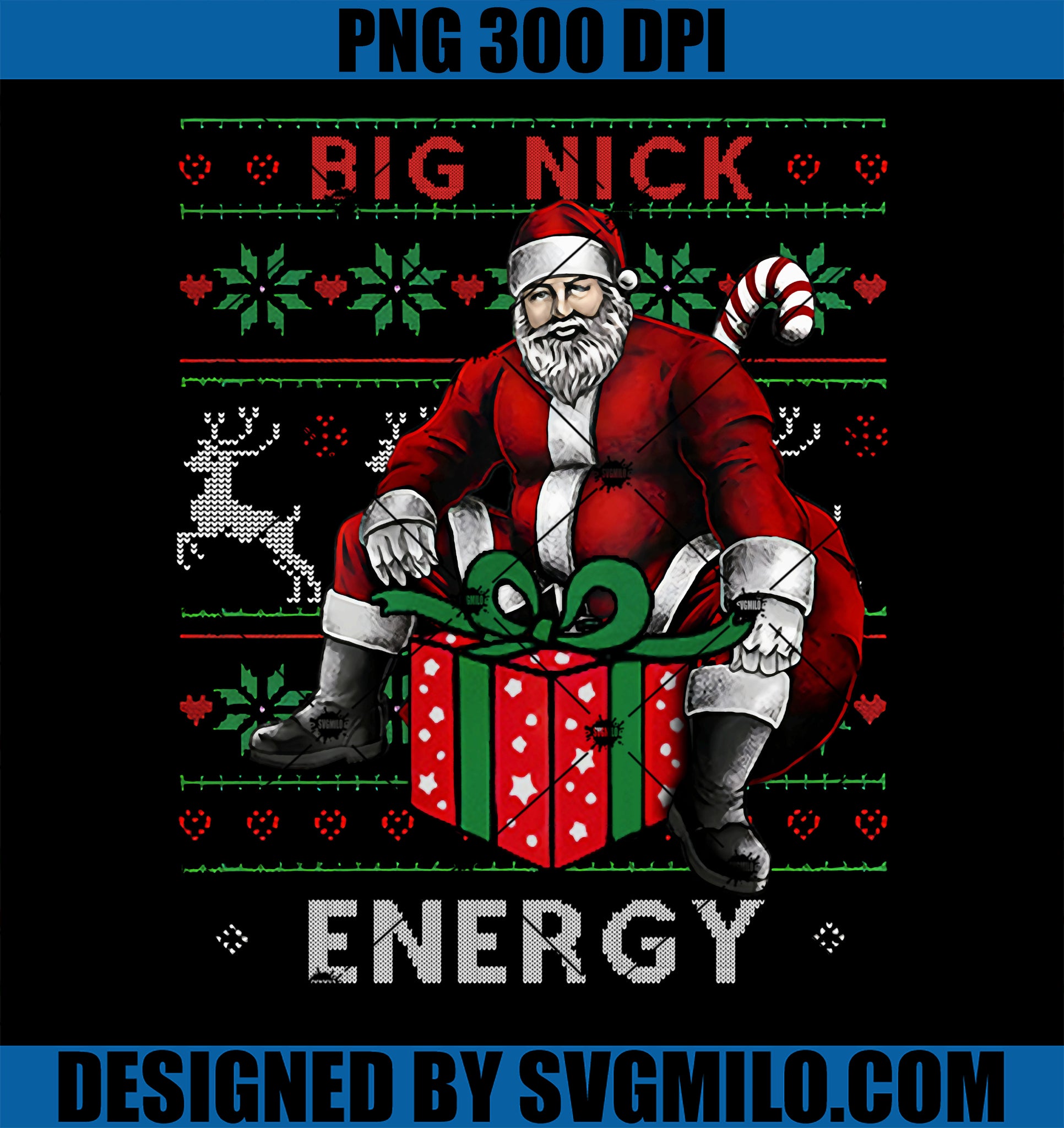 Big Nick Energy PNG, Funny Sarcastic Santa Ugly Christmas PNG