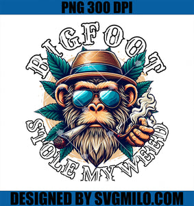 Bigfoot Stole My Weed PNG, Funny Sasquatch Smoking Marijuana PNG