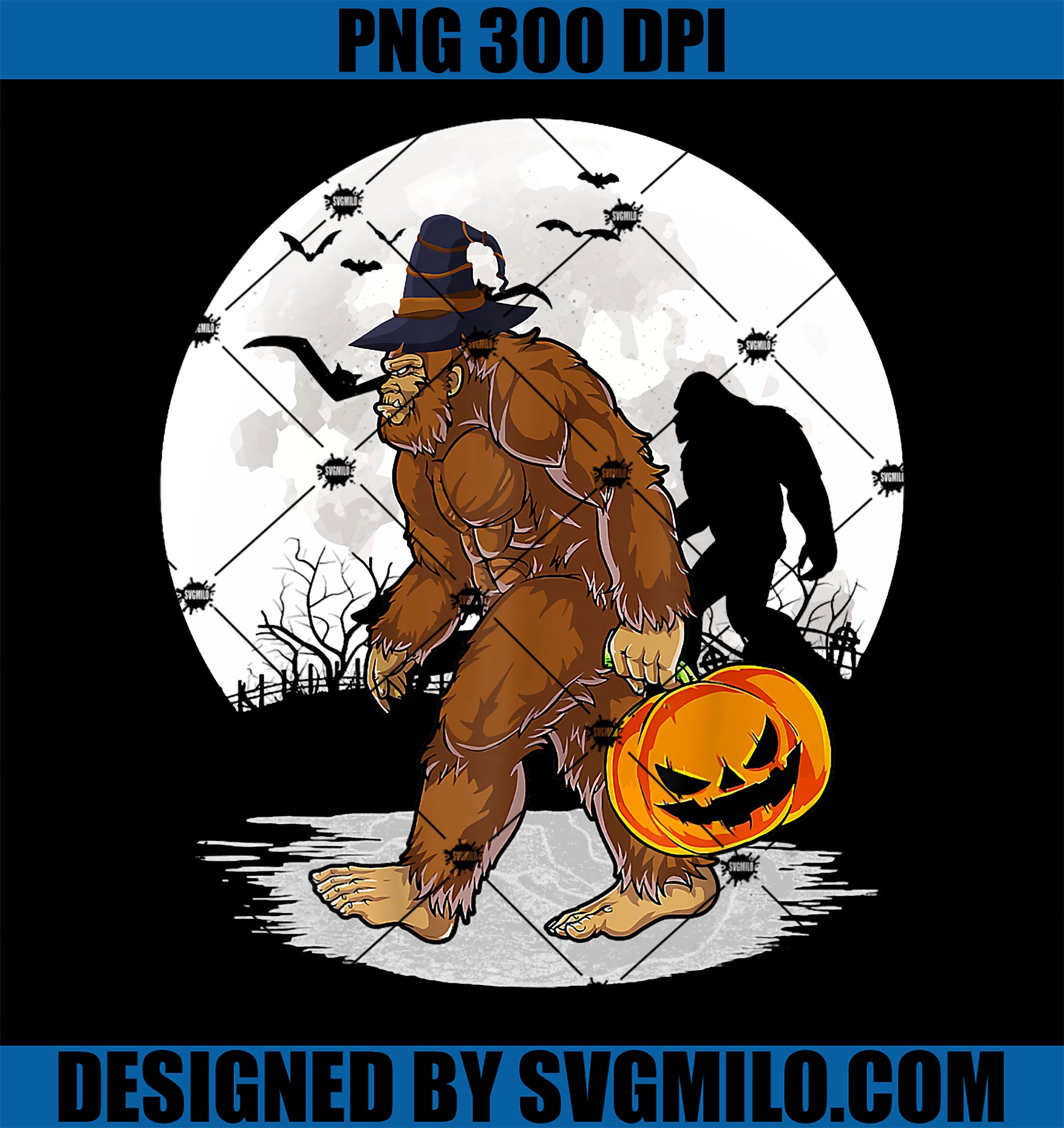 Bigfoot Witch Pumpkin PNG, Halloween Sasquatch PNG