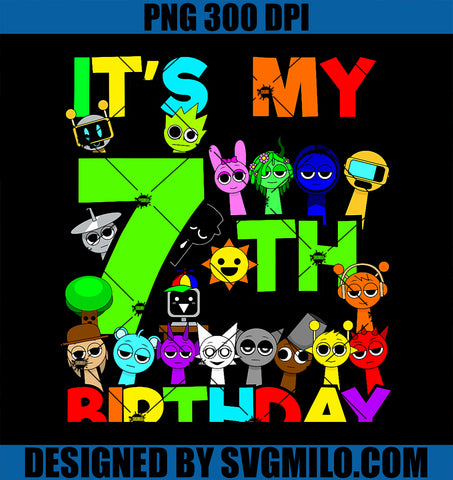 Birthday PNG, Sprunki Party Decorations 7 Year Old PNG