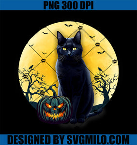 Black Cat Halloween Pumpkin PNG, Black Cat Halloween PNG