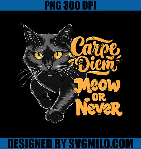 Black Cat Carpe Diem PNG, Cat Lover Latin Cute Cat PNG