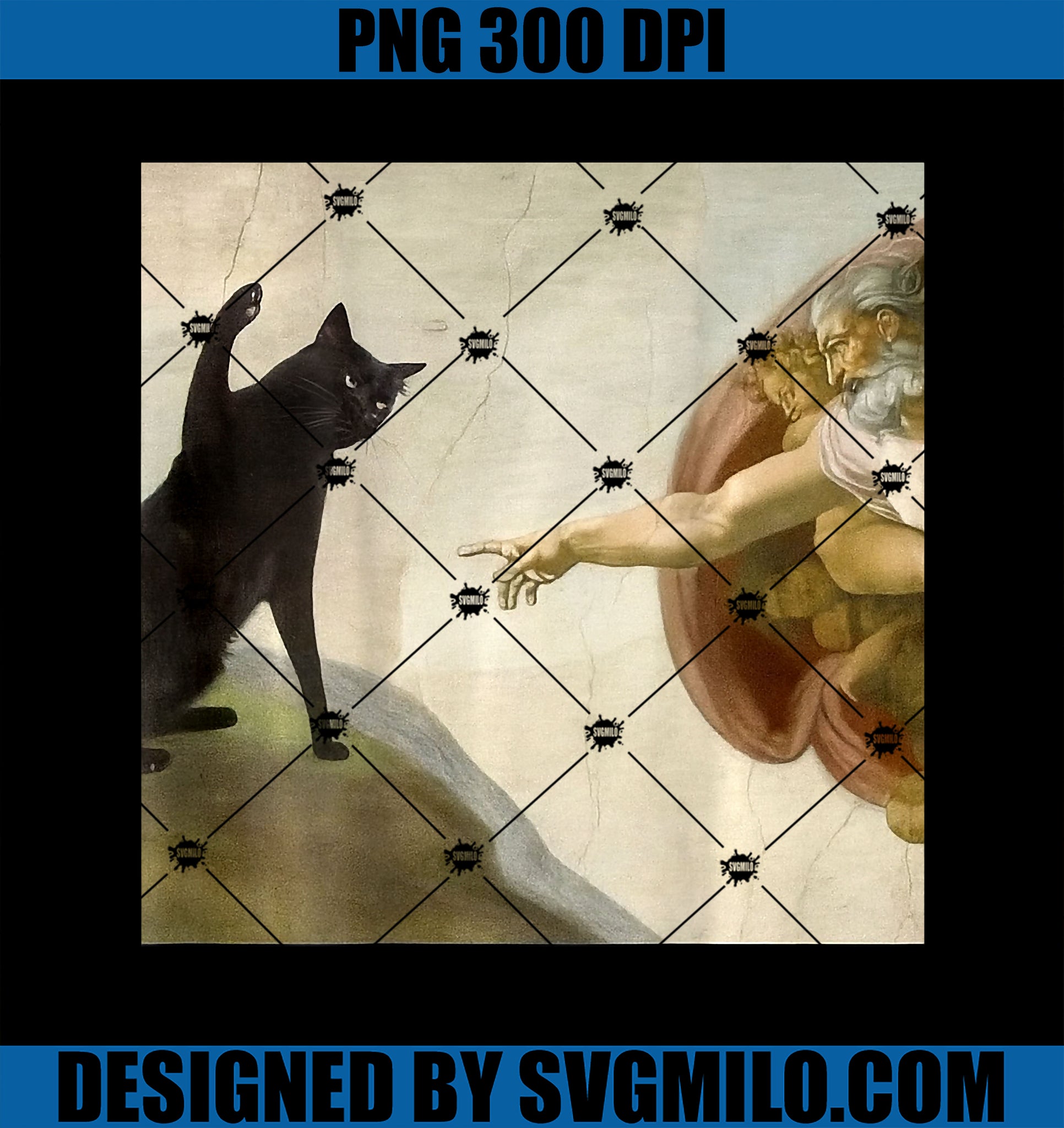 Black Cat Creation Of Adam PNG, Meme On Back Only PNG