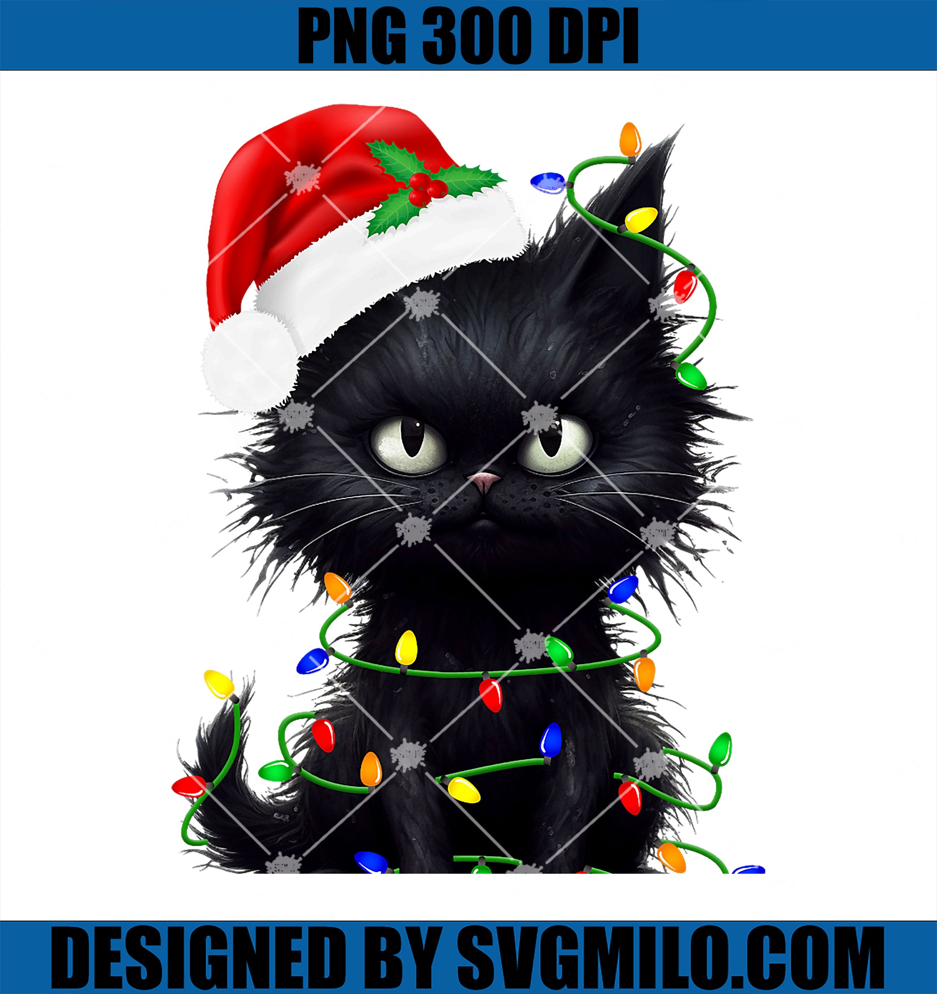 Black Cat Santa Christmas Family Matching Pajamas Xmas PNG