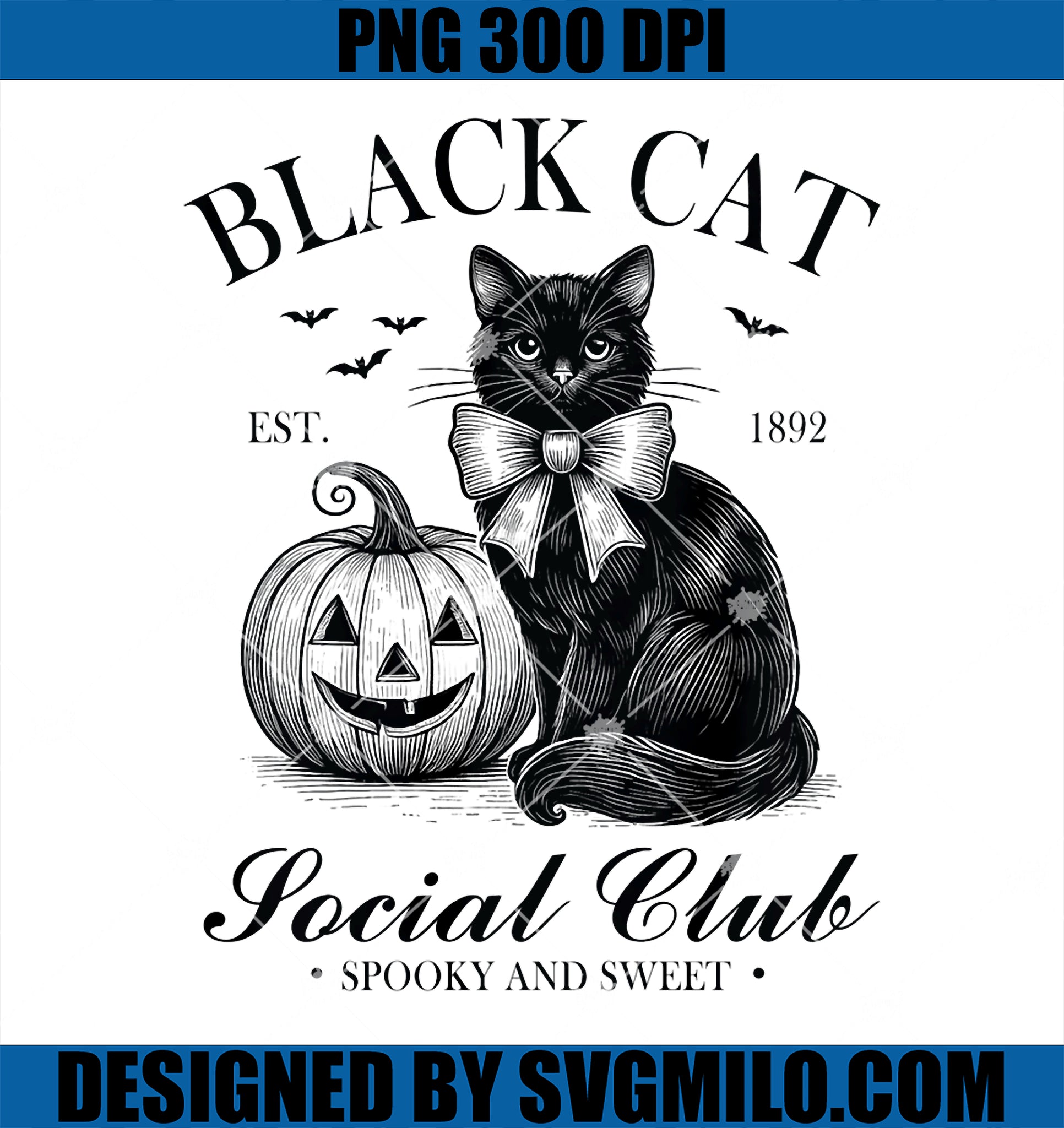 Black Cat Social Club Mythic Halloween Witch Party PNG