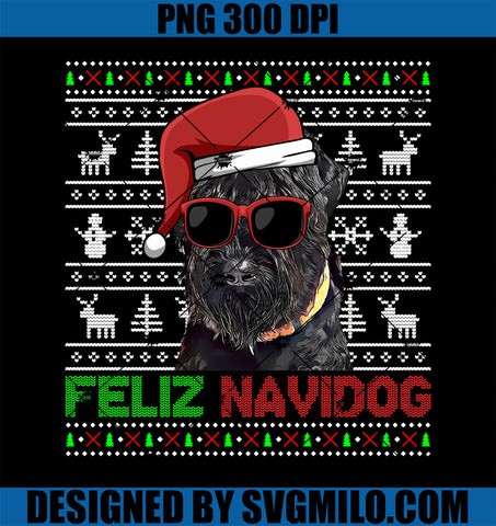 Black Russian Terrier Dog Feliz Navidog Funny Christmas PNG