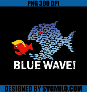 Blue Wave 2024 PNG, Funny Big Fish Eat Little Fish Trump Hair PNG