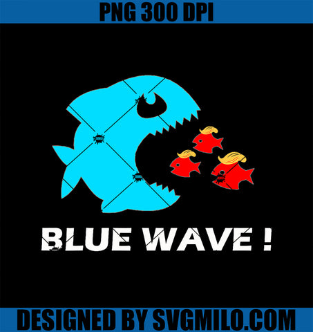 Blue Wave 2024 PNG, Funny Big Fish Eat Little Fish Trump Hair PNG