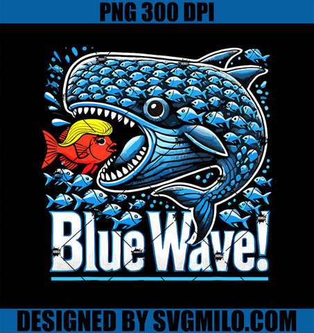 Blue Wave 2024 PNG,Funny Big Fish Eat Little Fish Trump Hair PNG