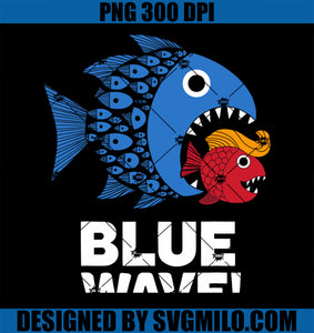 Blue Wave Kamala PNG, Funny Big Fish Eat Little Fish Trump Hair PNG