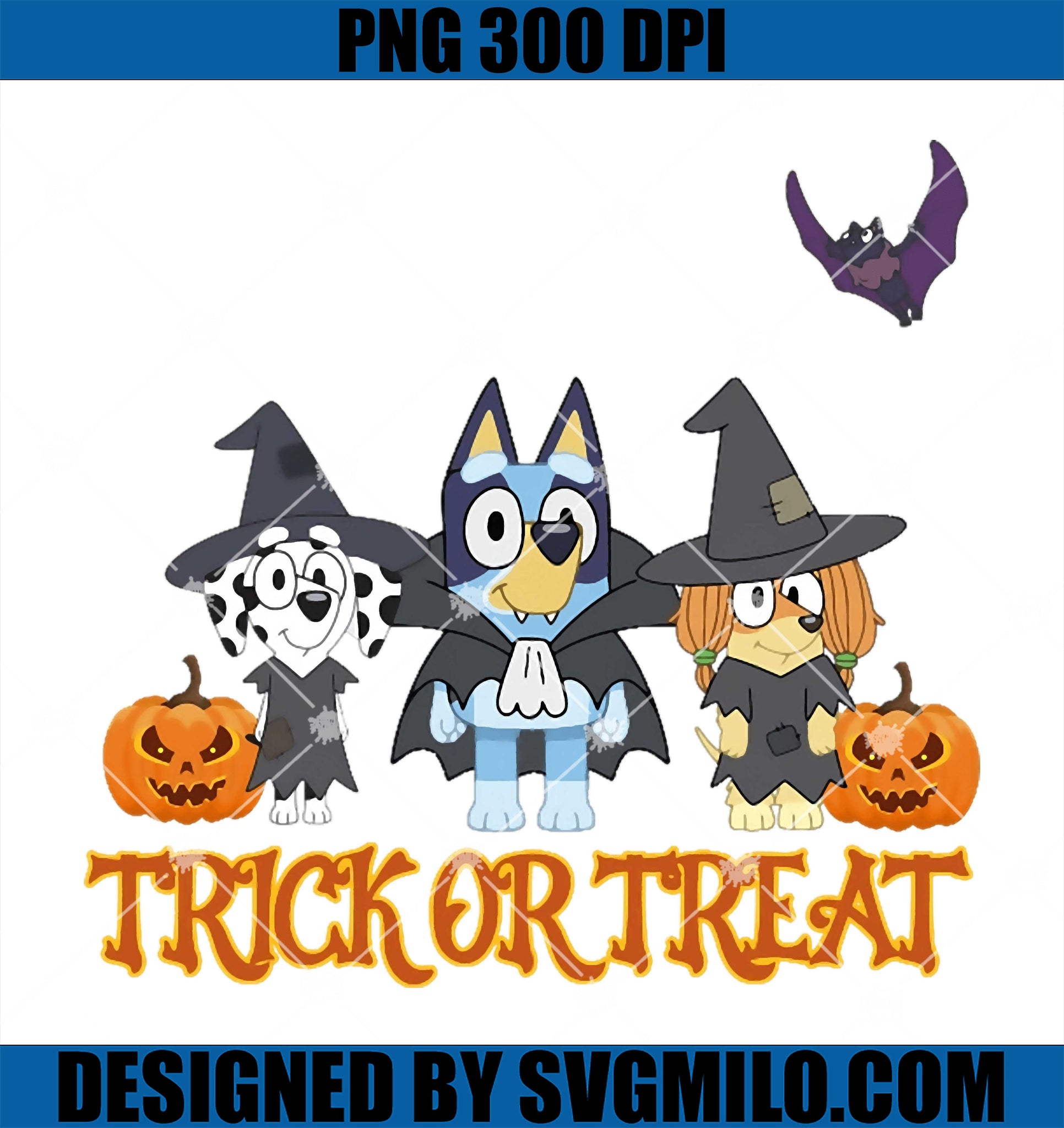 Bluey Trick Or Treat PNG, Witch Bluey Pumpkin Halloween PNG