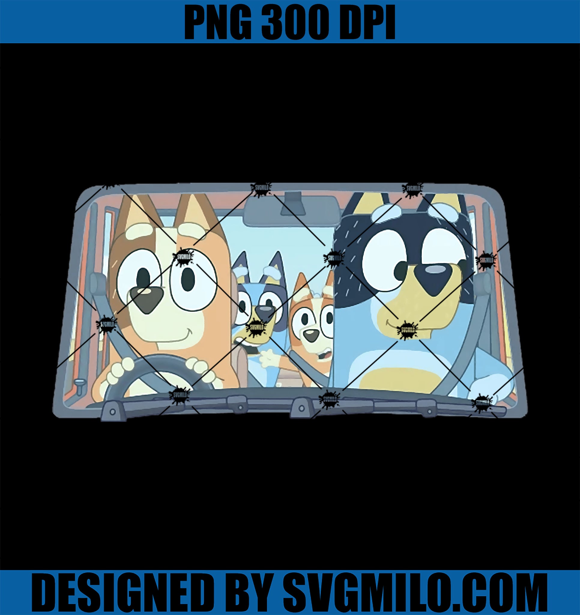 Bluey Family Car PNG, Bluey Cute PNG