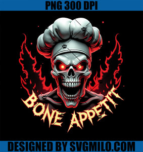 Bone Appetit Skeleton Chef Meme Scary Skull PNG, Funny Halloween PNG