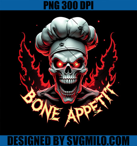 Bone Appetit Skeleton Chef Meme Scary Skull PNG, Funny Halloween PNG