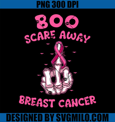 Boo Scare Away Breast Cancer PNG, Breast Cancer Halloween PNG, Ribbon Breast Cancer SVG