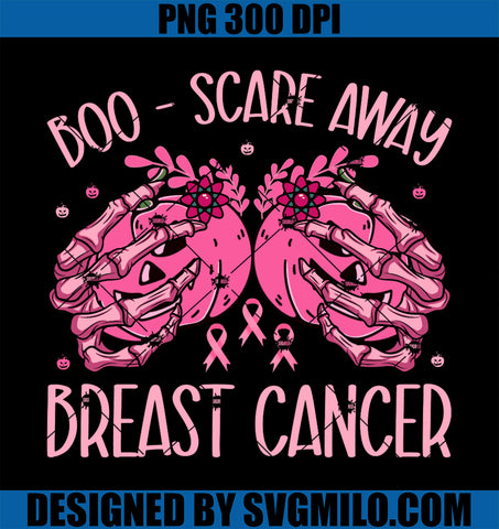 Boo Scare Away Breast Cancer PNG, Pink Halloween PNG, Breast Cancer PNG