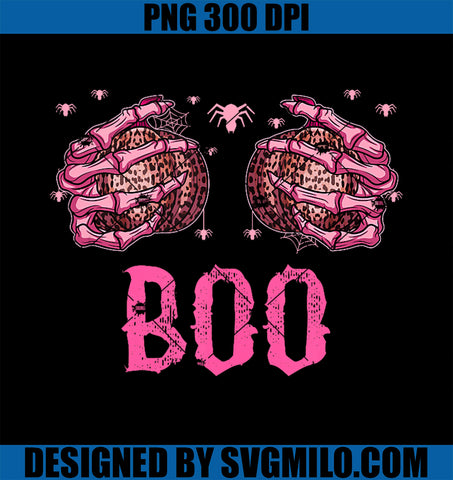 Boo Skeleton Pumpkin PNG, Halloween Fight Breast Cancer Pink Ribbon PNG