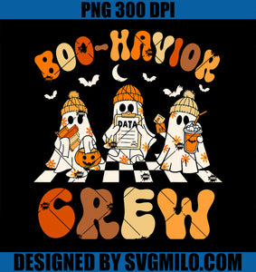 Boo-havior Crew PNG, Behavior Analyst Halloweend ABA Cute Ghost PNG