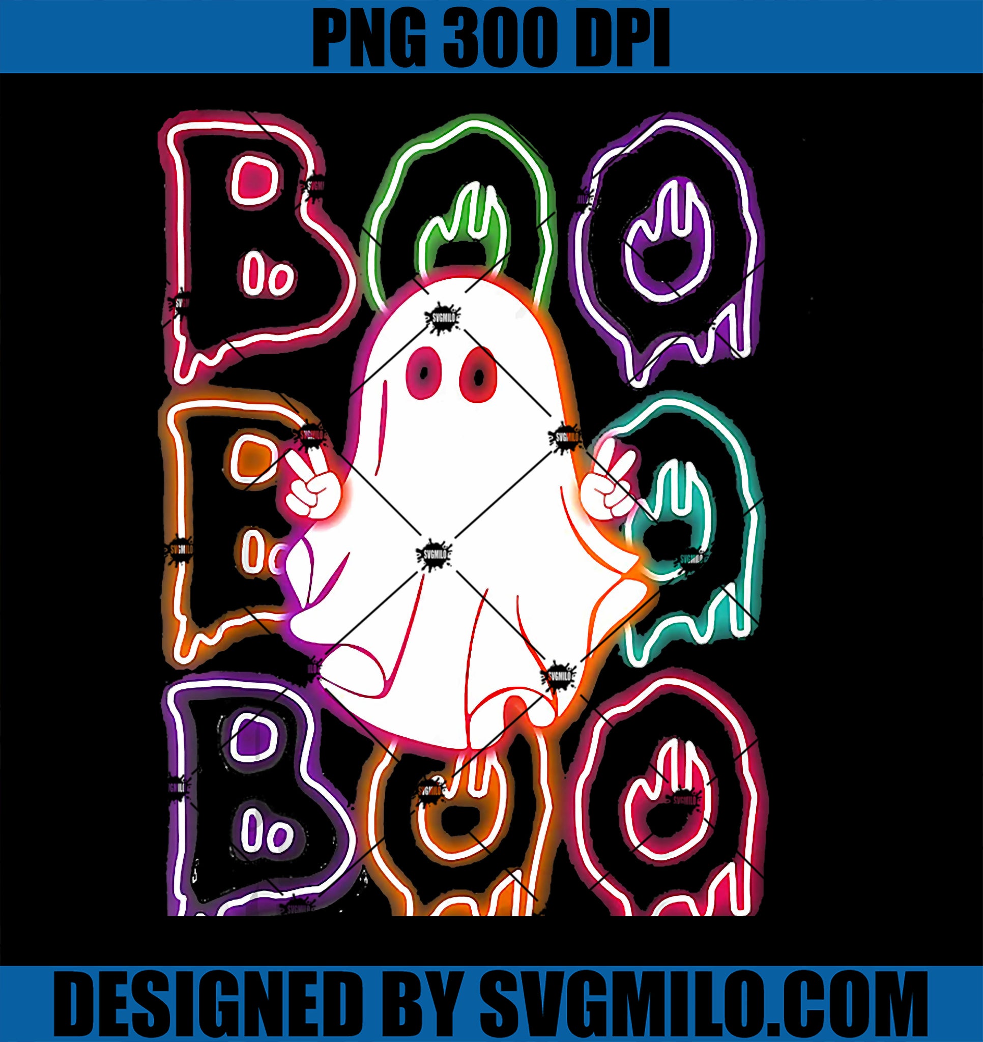 Boo Boo Boo Cute Ghost Led Halloween PNG