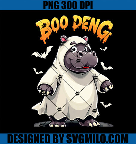 Boo Deng Ghost Baby Pygmy Hippo PNG, Moo Deng Halloween PNG