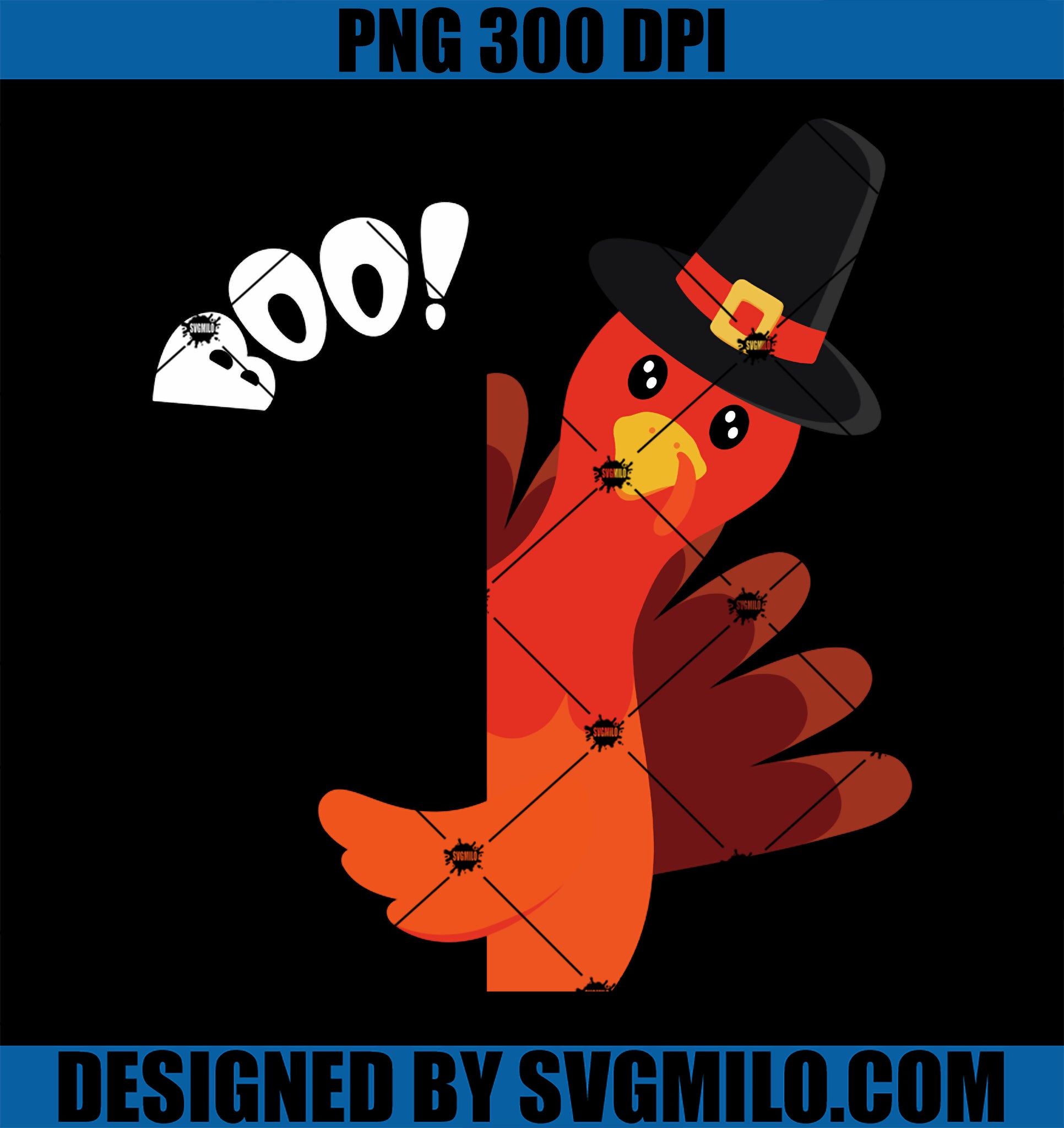 Boo!  Funny Hiding Peekaboo Scary Halloween Turkey PNG