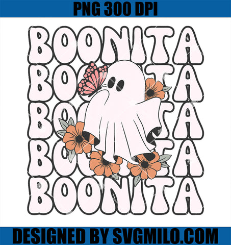 Boonita Halloween PNG, Ghost Floral Butterfly Boo PNG