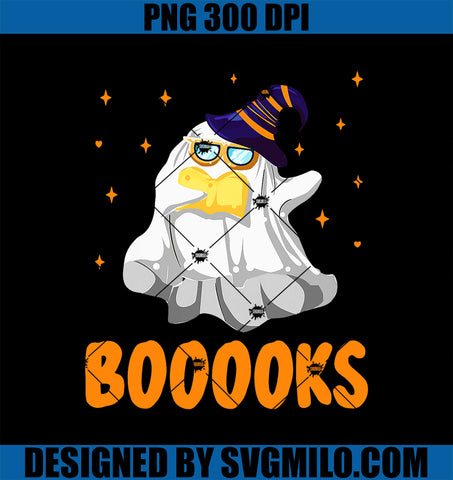 Booooks Cool Ghost Reading Books PNG, Halloween Costume Teacher PNG