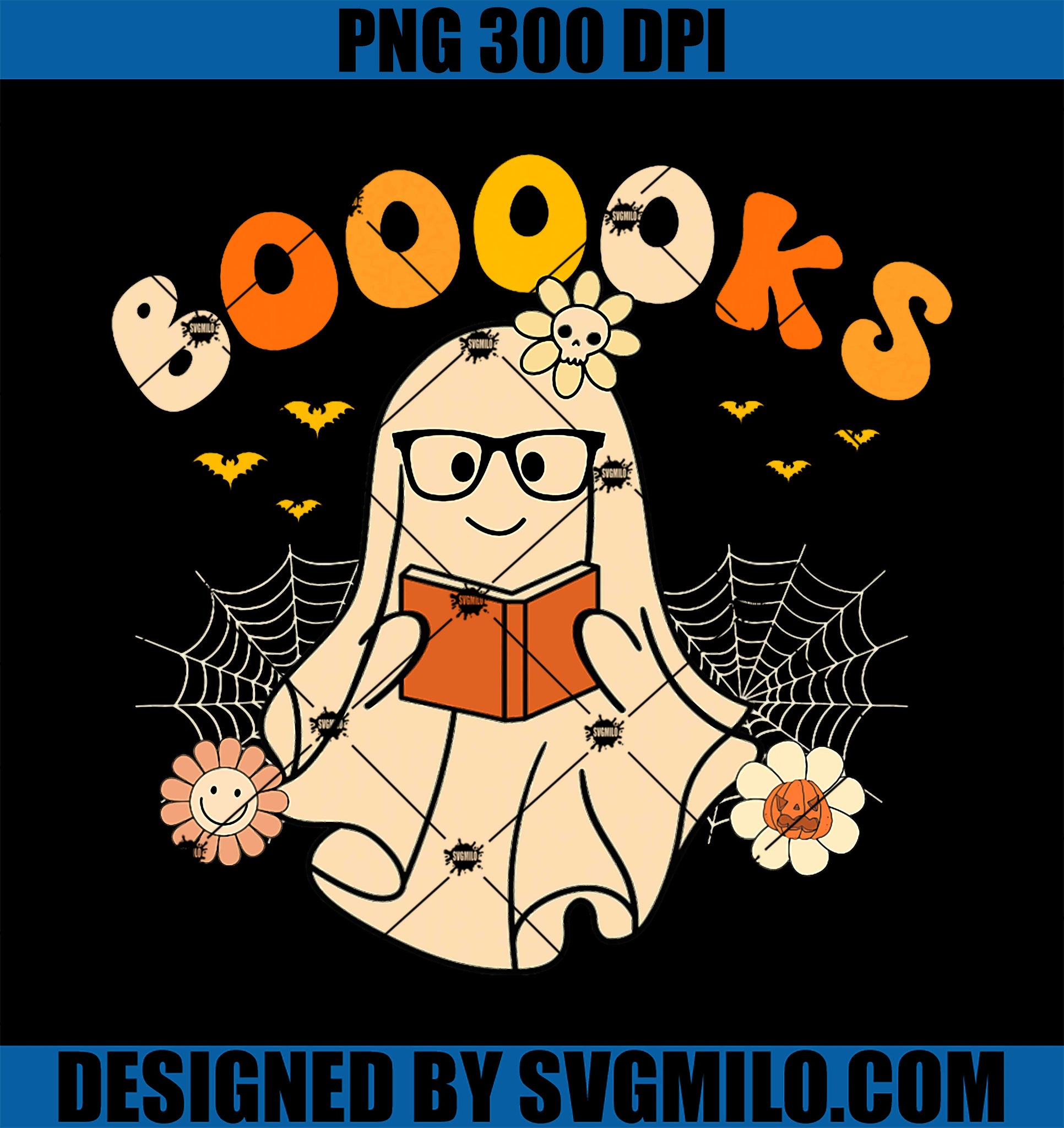 Booooks Cute Ghost PNG, Reading Library Books Halloween PNG