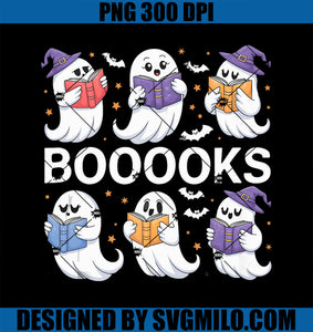 Booooks Ghosts Reading Books PNG, Halloween Book Lover PNG