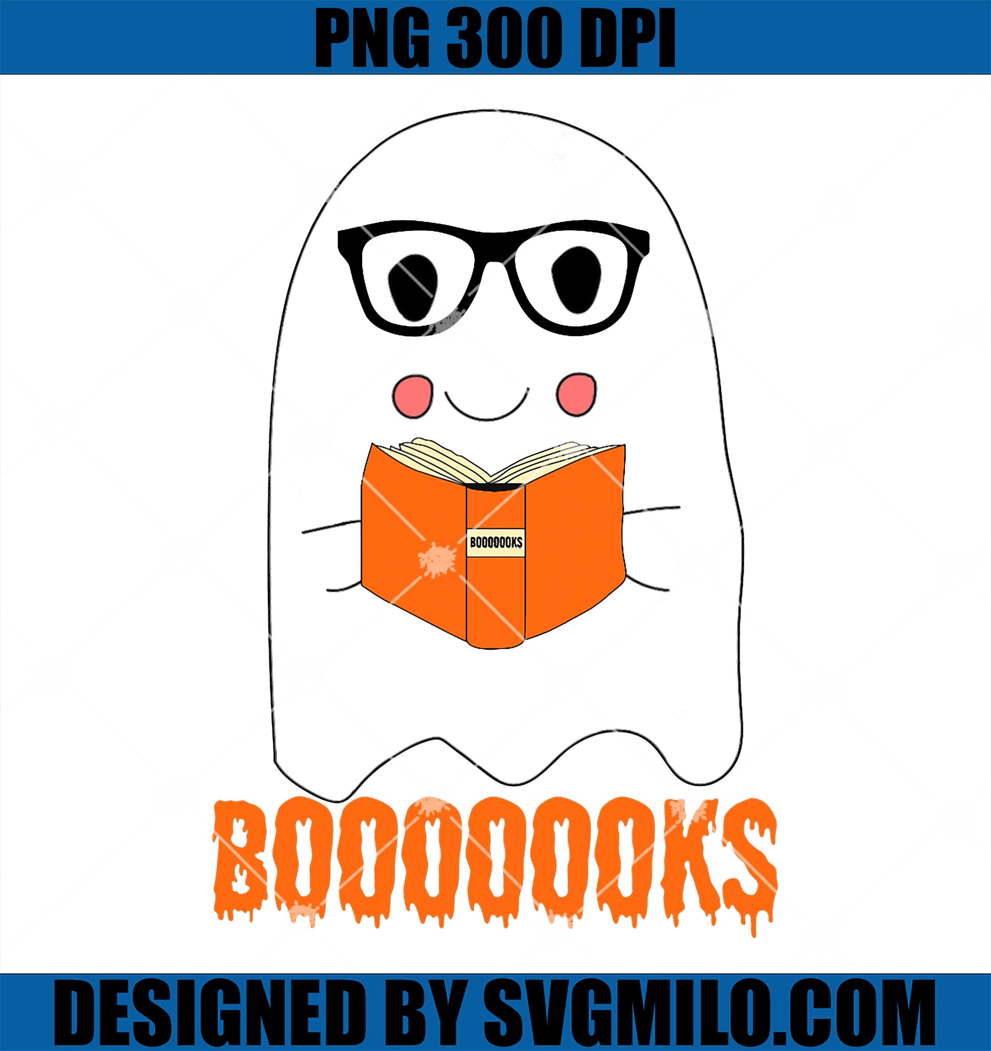 Boooooks Halloween PNG, Boo Read Books Ghost Reading Books PNG