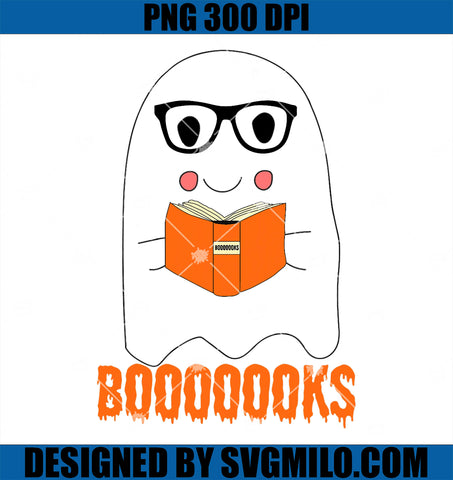 Boooooks Halloween PNG, Boo Read Books Ghost Reading Books PNG