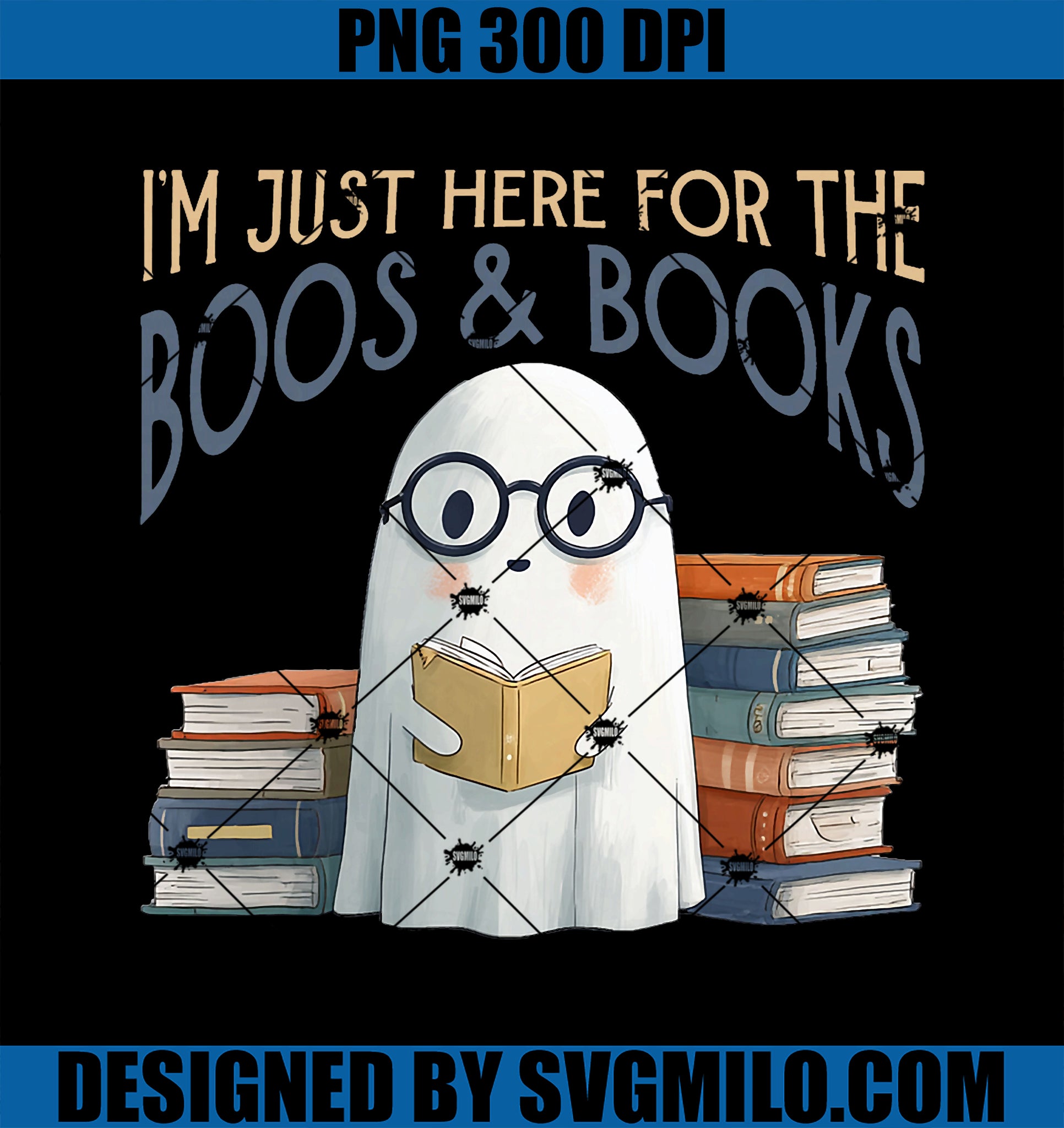Boos & Books Funny Reading PNG, Halloween PNG